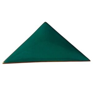 Antique Solid Green Ceramic Wall Tile Panel  Limoges France Gold Gilt Edges‎ VTG